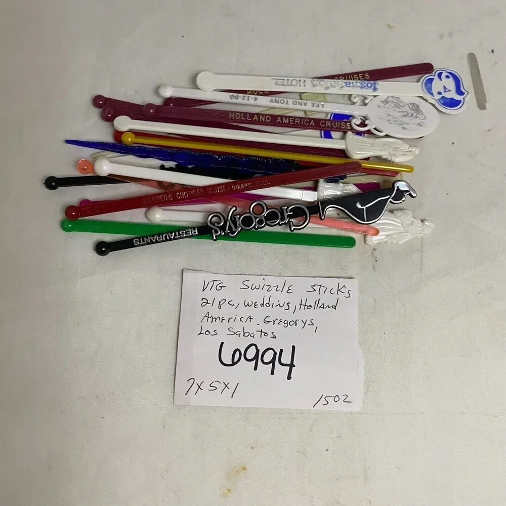 #6994 Vintage Swizzle Sticks 21 pc Wedding Holland America Gregorys Los Sabatos